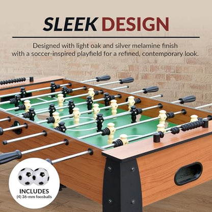 Hathaway 54-Inch Hurricane Foosball Table for Family Game Rooms with Light Cherry Finish, Analog Scoring and Free Accessories