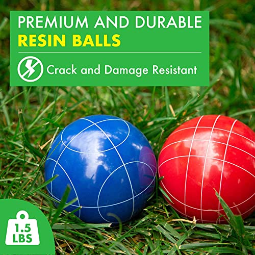 Barcaloo Bocce Ball Set with 8 Premium Resin Balls, Pallino, Carry Bag & Measuring Rope