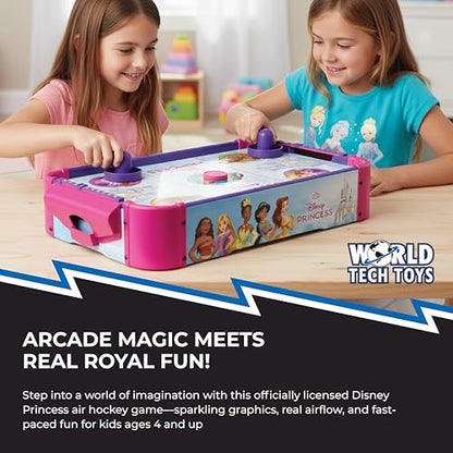 Disney Princess Air Hockey Table for Kids - Wooden Tabletop Game with Puck, Pushers & Air Flow System - Disney Licensed - Kids 4+