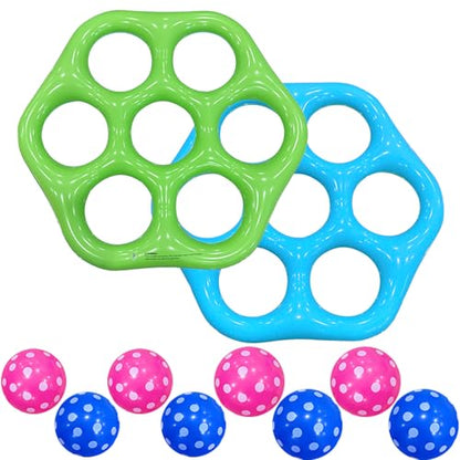 Pool Toys Games Set Inflatable Tic-Tac-Toe Pool Toy Floating Ball Toss Game for Summer Beach Party Backyard Pool Water Fun Games Beach Swimming Party - color: Blue and Green
