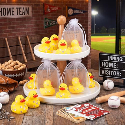 Amyhill 24 Sets Mini Baseball Rubber Ducks Gifts Sport Party Favors Tabletop Decoration for Coach Team Gifts Club Gift Player Team Events Decorations Birthday Party Supplies - style: Baseball