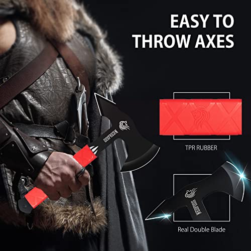 NedFoss Bear Throwing Axe Set with TPR Handle, 11.7“ Full Tang Throwing Axes for Axe Throw, Throw Game for Recreation and Competition - style: Throwing, axe throwing game for backyard,axe throwing game, ax throwing game set for adults,axe throwing set,out