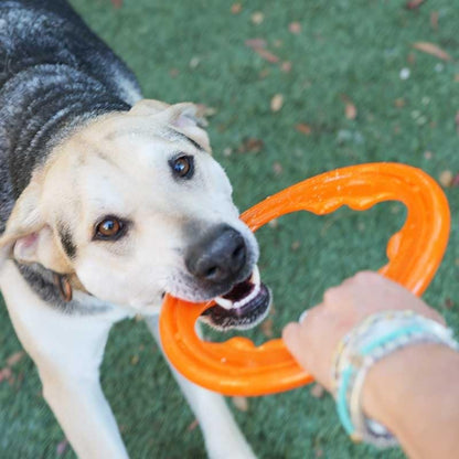 BIONIC Toss-N-Tug Turbo Dog Toy - High-Visibility Ultimate Three-in-One Dog Toy, Lightweight Design for Light Chewers