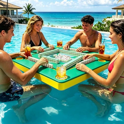 Floating Mahjong Table for Pool, No Assembly EVA Water Game Table Tray, Portable Swimming Pool Hot Tub Floating Board Game Table for Adults, Card Poker Domino Mahjong Game Summer Party Supplies - color: Green