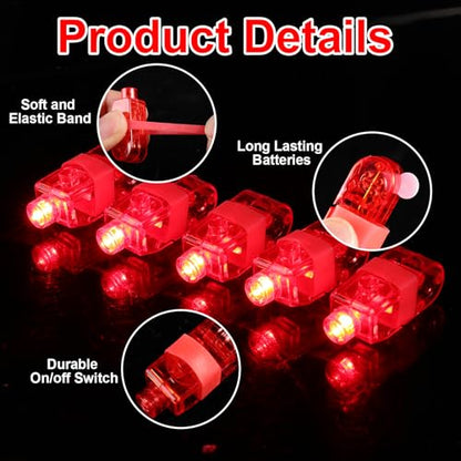 100pcs Red Finger Lights Bulk, Glow in the Dark Christmas Party Favors, LED Finger Flashlights for Holiday Goodie Bag Stuffers, Trick or Treats Christmas Carnival Concert Accessories - style: Red-100