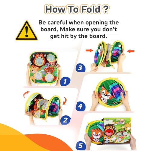 Animal Bean Bag Toss Game Kids Outdoor Toys, Family Party Games, Double-Sided Foldable Cornhole Board, Outside Lawn Party Toy, Birthday Gift for Boys Girls Toddler Age 3 4 5 6 7 8