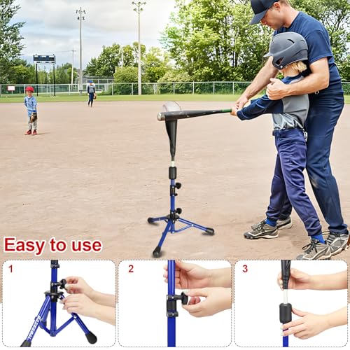 BaseGoal Baseball Tee for Kids,Youth Stand Set,Teeball Set,Youth Baseball,Softball Batting Tee Set,Easy Adjustable Height - style: Blue-b