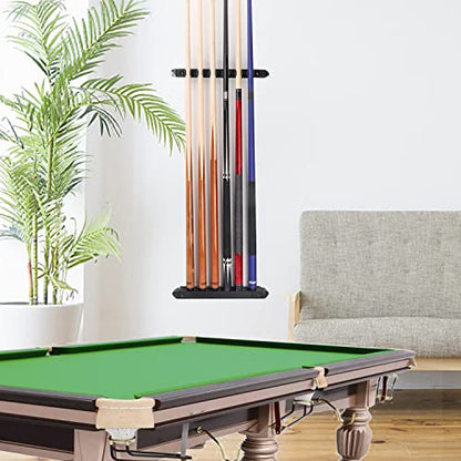 GSE Games & Sports Expert 2-Piece 6/8/12 Billiard Pool Cue Rack Wall Mounted Holders, Billiard Cue Sticks Wall Rack Set - style: 6 Cue - Black