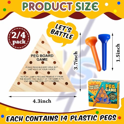 Estune 2 Pack Wooden Triangle Peg Game Kids Educational Board Portable Travel Table Game Strategy Toy Gift for Christmas Children Family Adults Fun Learning Puzzles