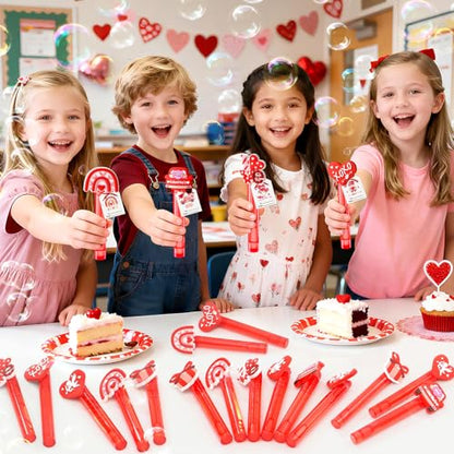 Winrayk Valentines Party Favors for Kids Mini Bubble Wands Bulk with Card, 24 Pack Mini Bubbles (Original Design, 6 Style), Birthday Goodie Bag Stuffer Exchange Valentines Day Gifts for Kids Classroom - style: Valentines