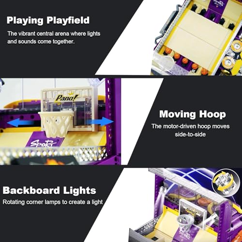 Basketball Arcade Pinball Machine Building Blocks Set for Adults, Motorized Tabletop Basketball Board Game with Lights & Music, STEM Toys Gift Ideas for Sport Lovers - style: Basketball Arcade Machine
