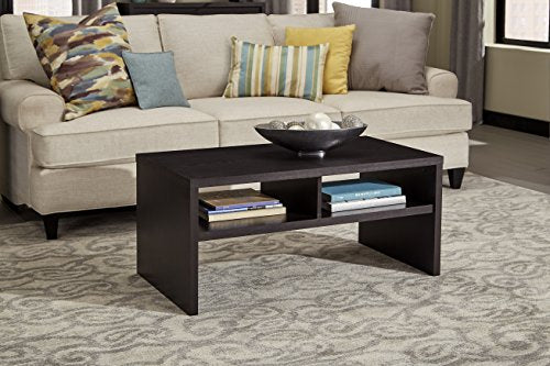ClosetMaid 1664 Rectangular Coffee Table with Storage Shelves, Black Walnut - color: Black Walnut, style: Coffee Table
