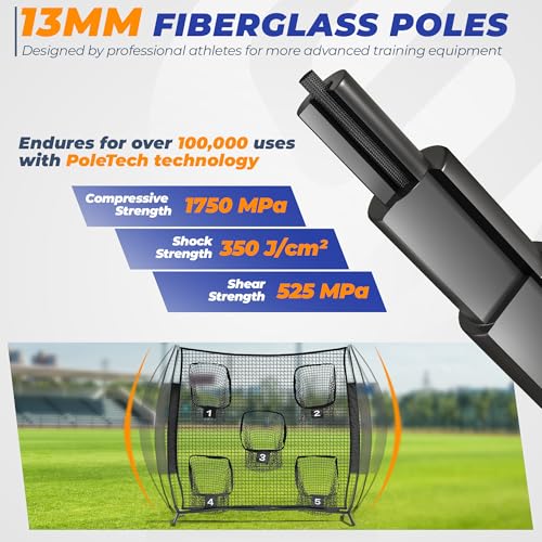 7x7ft/8x8ft Football Throwing Net, Quarterback Training Equipment with 5 Target Pockets, Includes Football, Portable Carry Bag - color: Black, size: 8x8ft