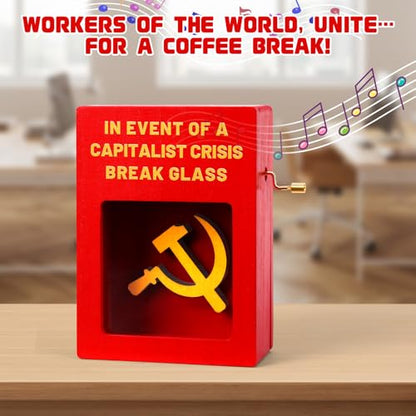 Funny Office Decor for Your Desk, In Case Of Emergency Break Glass and Turn Crank, A Unique Music Box for Gag Gift & Prank for Your Coworker funny - style: Funny Emergency Box