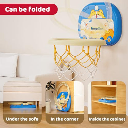 Kids Basketball Hoop Indoor, 【Large Size Auto Score & Sound】 Height Adjustable Basketball Goal with Silent Ball, Suction Cup & Hook Mount, Easy Install for Toddlers 1-6 Years Old - size: Small-No Score