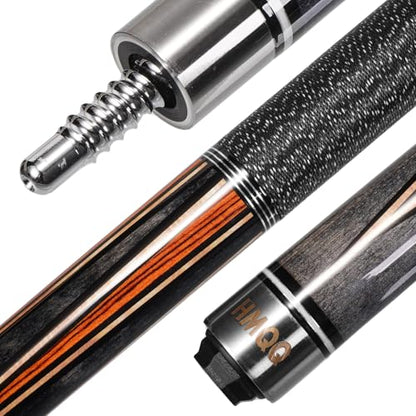 HMQQ 58" Maple Pool Cue Stick, 19oz 2-Piece Billiard Cue with 13mm Tip, Adjustable Weight, Linen Wrap, Stainless Steel Joint, Pool Cue for Beginners, Gift Ready with Carry Bag - color: Black