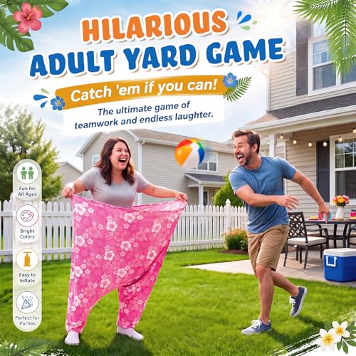 Ceenna Funny Granny Pants Game Set, Giant Pants Yard Games for Adults Players, Hilarious Team Relay Toss Race for Backyard Lawn Party Camping Family Reunion Carnival - style: Hawaiian