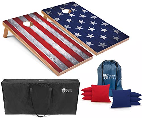 Tailgating Pros Regulation Flag Cornhole Board Sets Includes 8 Bean Bags and Carrying Totes 4'x2' Flag Toss Game Several Corn Hole Board Designs to Choose from! - color: Deconstructed Flag