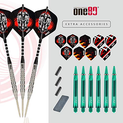 ONE80 90% VHD Steel Tip Tungsten Dart, Professional Barrel Style with Extra Flights, Shafts and Sharpener Gift Box Packaging - style: E-23g
