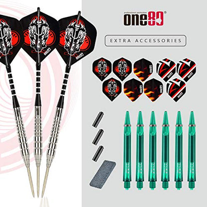 ONE80 90% VHD Steel Tip Tungsten Dart, Professional Barrel Style with Extra Flights, Shafts and Sharpener Gift Box Packaging - style: E-23g