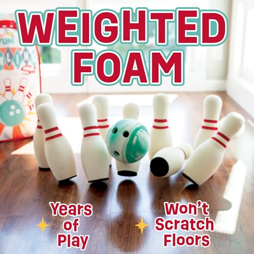 MindWare Oh So Fun! Deluxe Bowling Set – Safe & Fun Foam Bowling Set for Kids Ages 3 & Up