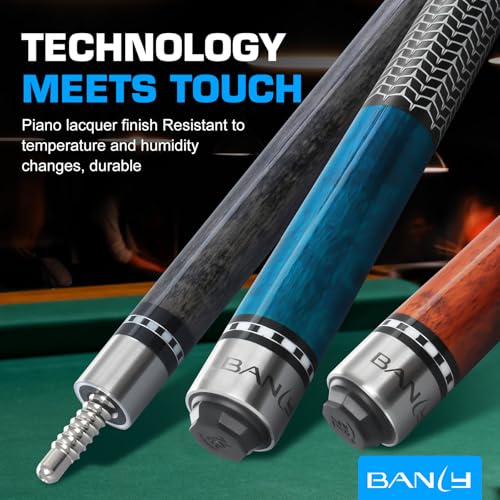 Banly Pool Cue Stick - 58" Canadian Maple Pool Cue 12.5mm Low Deflection Pool Stick Piano Lacquer Finish Professional Cue Stick - color: Flame Brown-Wood Shaft