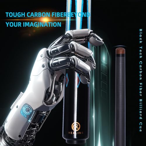 Carbon Fiber Pool Cue – 12.9mm, 14mm and 12.4mm, 2-Piece Billiard Cue Stick for Women/Men, Professional Break Cue for Snooker, 8-Ball, 9-Ball, Home & Club Use - color: Green