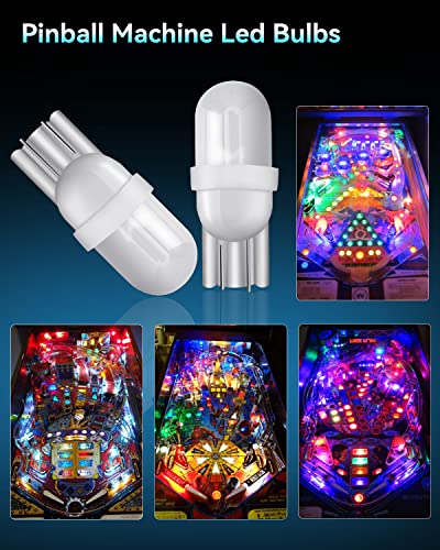 Keiurot 555 Bulb T10 194 DC AC 6V 6.3V for Pinball Led Bulbs Arcade Pinball Machine Light Bulb Lamp Warm White Nonpolarity, Pack of 10 - color: Warm White, size: T10