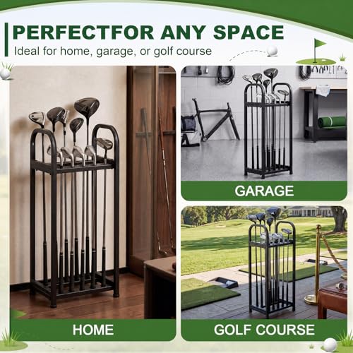 Hicarer 10 Hole Golf Club Holder Metal Golf Club Organizer Stand Rack Putter Stand Display for Indoor and Outdoor Use Home, Black - style: 10 Hole