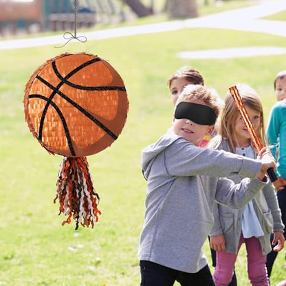 WERNNSAI Basketball Piñata - Basketball Piñata for Boys Kids Sports Birthday Party Decorations Sport Ball Birthday Games for Carnival Events Party Supplies with Blindfold and Bat - style: Basketball 002