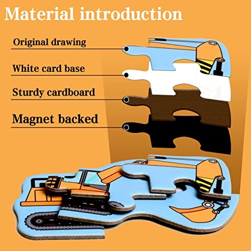Magnetic Puzzles for Kids Ages 3-5, Travel Toddler Puzzles Ages 4-6 Year, Excavator Refrigerator Magnet for Kids Learning Gift for Road Trip, Activities Toys for 3 4 5 6 Year Old Boys Birthday Gifts - style: Engineering vehicle