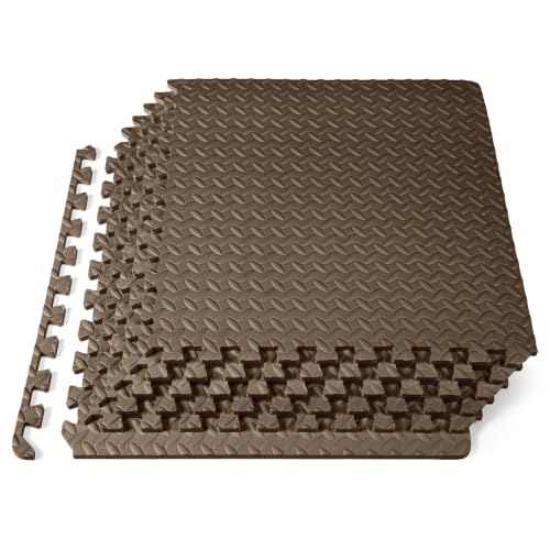 ProsourceFit Exercise Puzzle Mat 1/2-inch, EVA Interlocking Foam Floor Tiles for Home Gym, Workout Equipment, Kids Play Areas, Brown, 24 Sq Ft - 6 Tiles - color: Brown, size: 6 Pack (24 SQ FT)