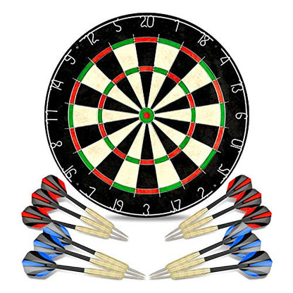 LinkVisions Dartboard with Staple-Free Bullseye, 18g Steel Tip Darts Set,12 Steel Tip Darts 18g, Dartboard Mounting Kits Included - style: Casupieler