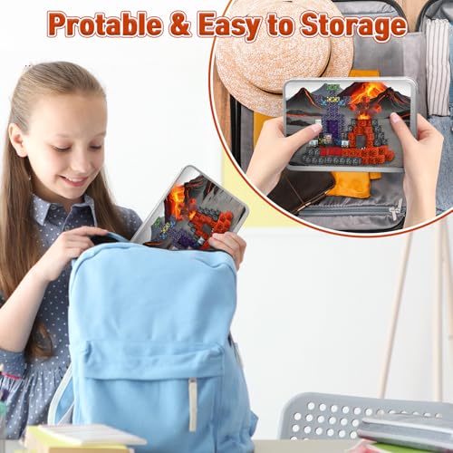 70PCS Magnetic Building Blocks Travel Toys for Kids Ages 4-8, Lava Portal Mini Magnetic Blocks with Iron Storage Box, Portable Magnet Cubes STEM Learning Set for Toddler Boys Girls Ages 3+ - style: Lava Portal