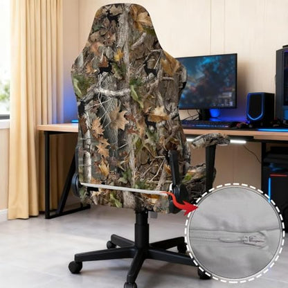 Suobstales Deer Hunting Camo Pattern Ergonomic Office Computer Game Chair Slipcovers with Armrest Cover, Stretchy Polyester Covers for Reclining Racing Gaming Chair - color: Deer Hunting Camo