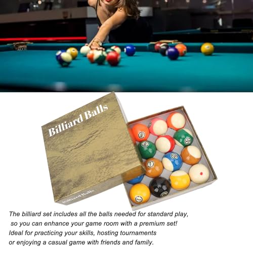 16 Pcs Billiard Ball Set Regulation Size, Professional Regulation Size Billiards Pool Balls Set, Standard Set of Pool Balls, Resin, for Billiard Table Pool Table