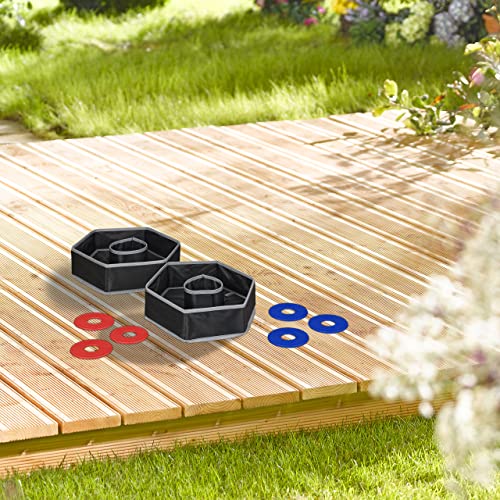 Relaxdays Throw Game, Washer Toss, 6 Discs, 2 Targets, Children & Adults, Garden and Beach Toy, Multicoloured