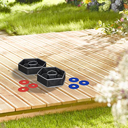 Relaxdays Throw Game, Washer Toss, 6 Discs, 2 Targets, Children & Adults, Garden and Beach Toy, Multicoloured