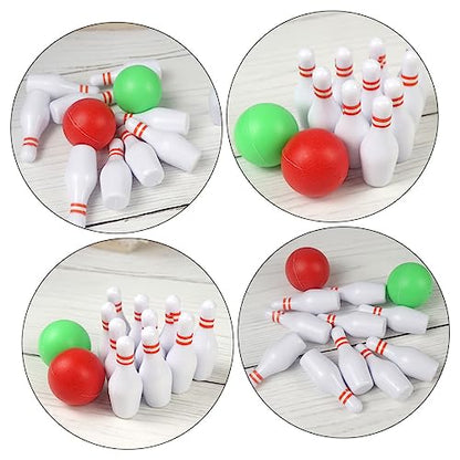 2sets Mini Bowling Model of Simulated Bowling for Mini House Decoration Creative and Realistic Accessory for Photography and Play