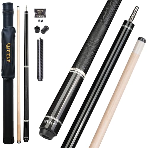 CUEELF Pool Cue Stick Low Deflection Hand-Made Inlay Billiard Cue 58'' Professional Billiard Pool Cue Stick for Adults-12.5mm Tip,3/8 * 8 Joint - color: WD-YH-SM-HT