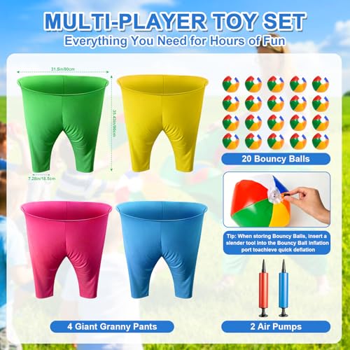 Granny Pants Yard Game, Outdoor Game with Bouncy Ball and Air Pump, Team Relay Family Reunion Party Field Game - size: Adult-4Pcs