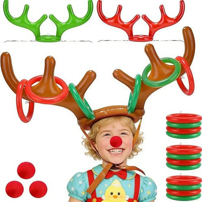 3 Pack Easter Inflatable Easter Games Set, 18 Pieces Inflatable Reindeer Antler Ring Toss Party Game for Kids Adults Family, Indoor Outdoor Ring Toss Toys Gifts Easter Party Favors Carnival Games - style: style 2