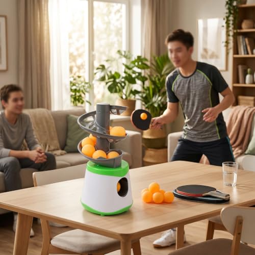 Vbestlife Automatic Machine for Beginners, 10 Balls Table Tennis Trainer Balls Launcher Training Machine Table Tennis Robot for Beginners Training