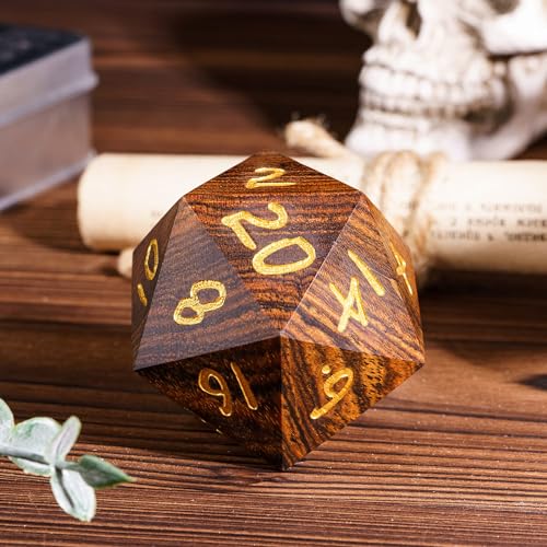 50mm Wooden D20 Dice Polyhedral 20 Sided Dice for D&D Role Playing Games and Other Tabletop Game - color: D20 Garapa