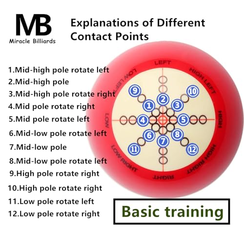 Billiards Cue Ball Pools Balls Practice Training Artifact with Training Guide Professional Cueballs for Precision Billiard Pool Accessories Used in Eight Balls, Home use or Coaching (2-1/4'', 6 oz)