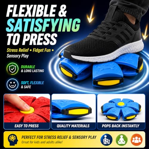 2 Pack LED Light Up 6-Lights Magic Bouncing Ball Toy, Transforming Flying Disc Ball, Pop-Up Rebound Ball, Outdoor Toss & Catch Interactive Sports Game for Backyard Play