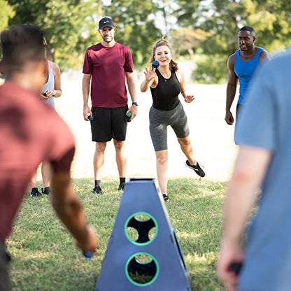 Caliber Games TowerBall Bundle - Backyard, Lawn, Beach & Tailgate Game - Great for All Ages & Group Sizes - Includes Collapsible Tower, 8 Balls (4 Green and 4 Blue), and a Premium Backpack
