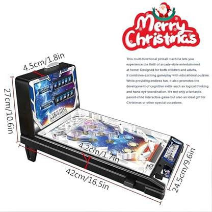 Electronic Tabletop Pinball Game - Retro Arcade Machine with Lights, Sounds and Scoreboard, Desktop Ball Shooting Toy for Family Kids, Birthday Party