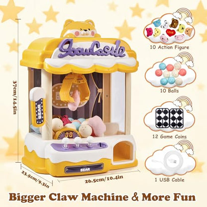 Toy Claw Machine for Kids, Kids Vending Machines with Adjustable Sound, Mini Arcade Claw Machine for Candy Grabber Prize Dispenser Home Party Christmas & Birthday Gifts for Children/Adults, Ages 3+