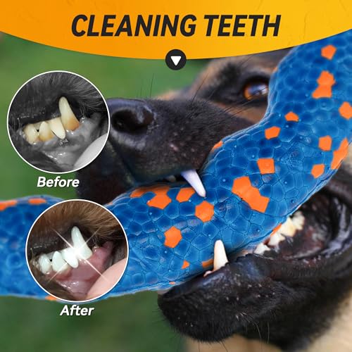 FUSOTO Dog Ring Toy, Indestructible Flying Discs for Throwing Catching, Water Floating Dog Training Ring for Medium Large Breeds (Blue - φ9 inches) - color: Blue - φ9 inches